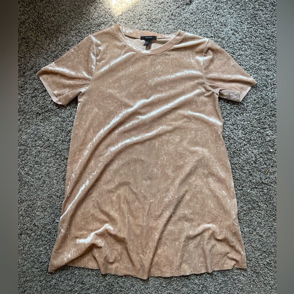 Forever 21 rose gold/gold/champagne crushed velvet tshirt dress size M - Picture 4 of 6